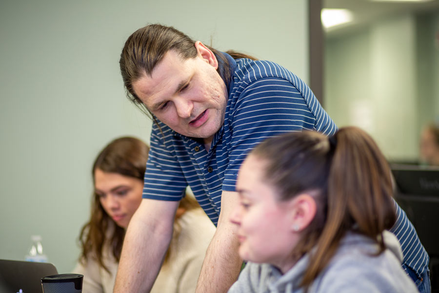 Professor Jaime Spacco with computer science class 